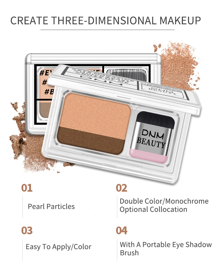 レイジーな2色のアイシャドウトレイ、素早いメイクアップ、簡単な適用、長持ちする防水カラーグラデーションの光沢のあるミニアイシャドウメイクアップ