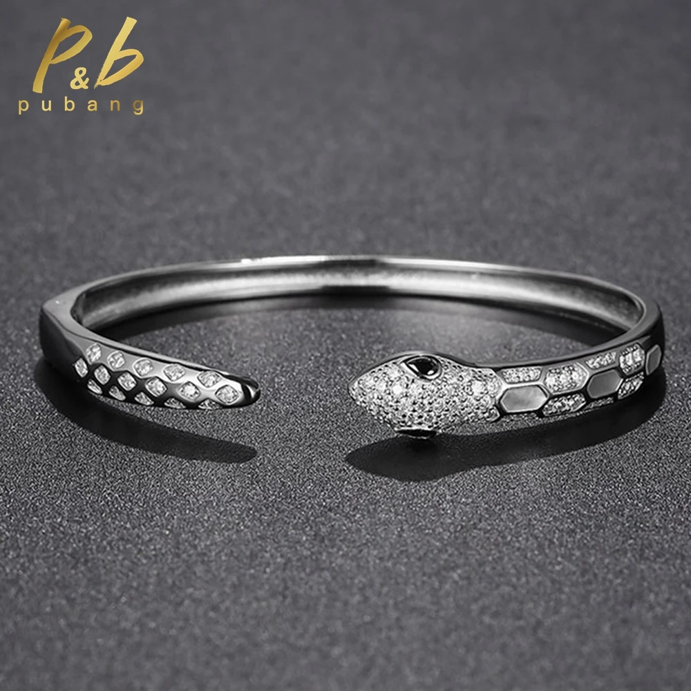 

PuBang Fine Jewelry 925 Sterling Silver Sparkling GRA Moissanite Diamond Bangle Bracelet for Women Anniversary Gift FreeShipping