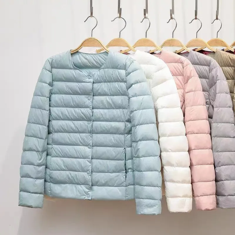 Lightweight Quilted Padded Cotton Coat Warm Button Down Round Neck Basic Outerwear Casual Classic Slim Loose Daily Padded Coat