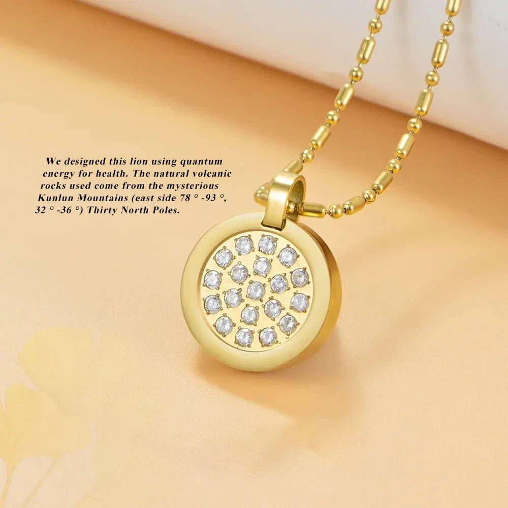 Stainless Steel Round Necklace for Women Healing Pendants High Negative Ions with Exquisite Box for Friend Gifts