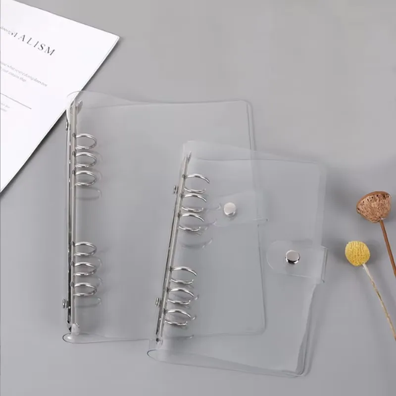 1PC Transparent Color Plastic Clip File Folder A5/A6 Notebook Loose Leaf Ring Binder Planner Agenda School Office Supplies