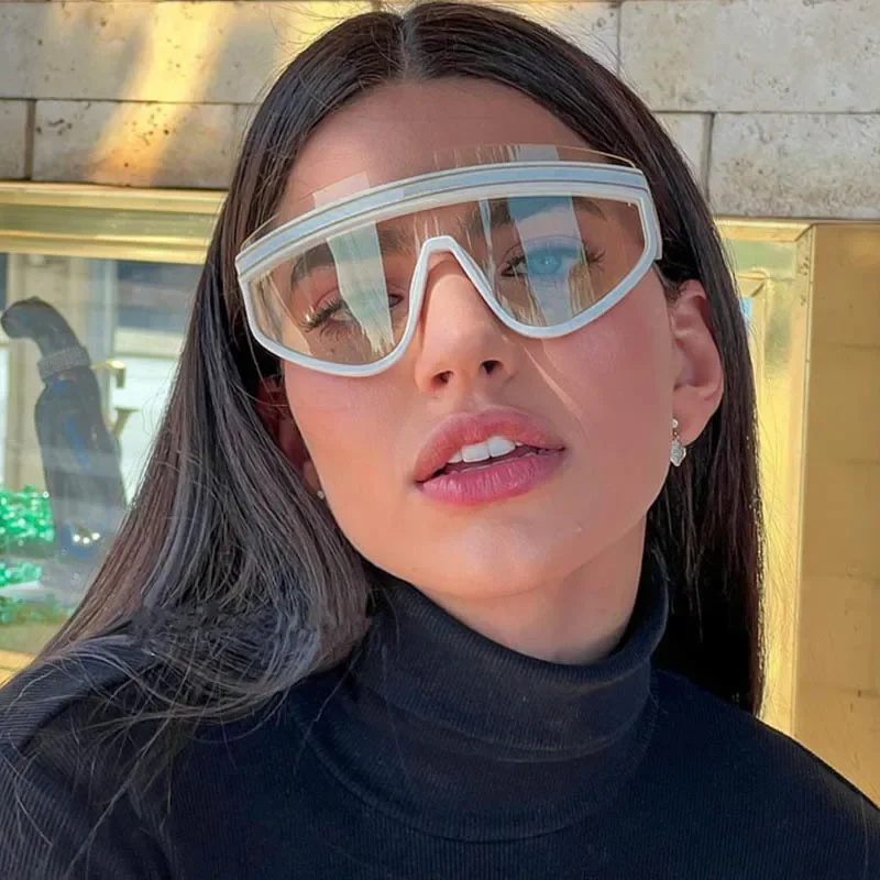 Luxury Brand Punk Sunglasses Goggle Women Men One Piece Transparent Sun Glasses Male Oversized Shades Y2k Eyewear Sol Oculos