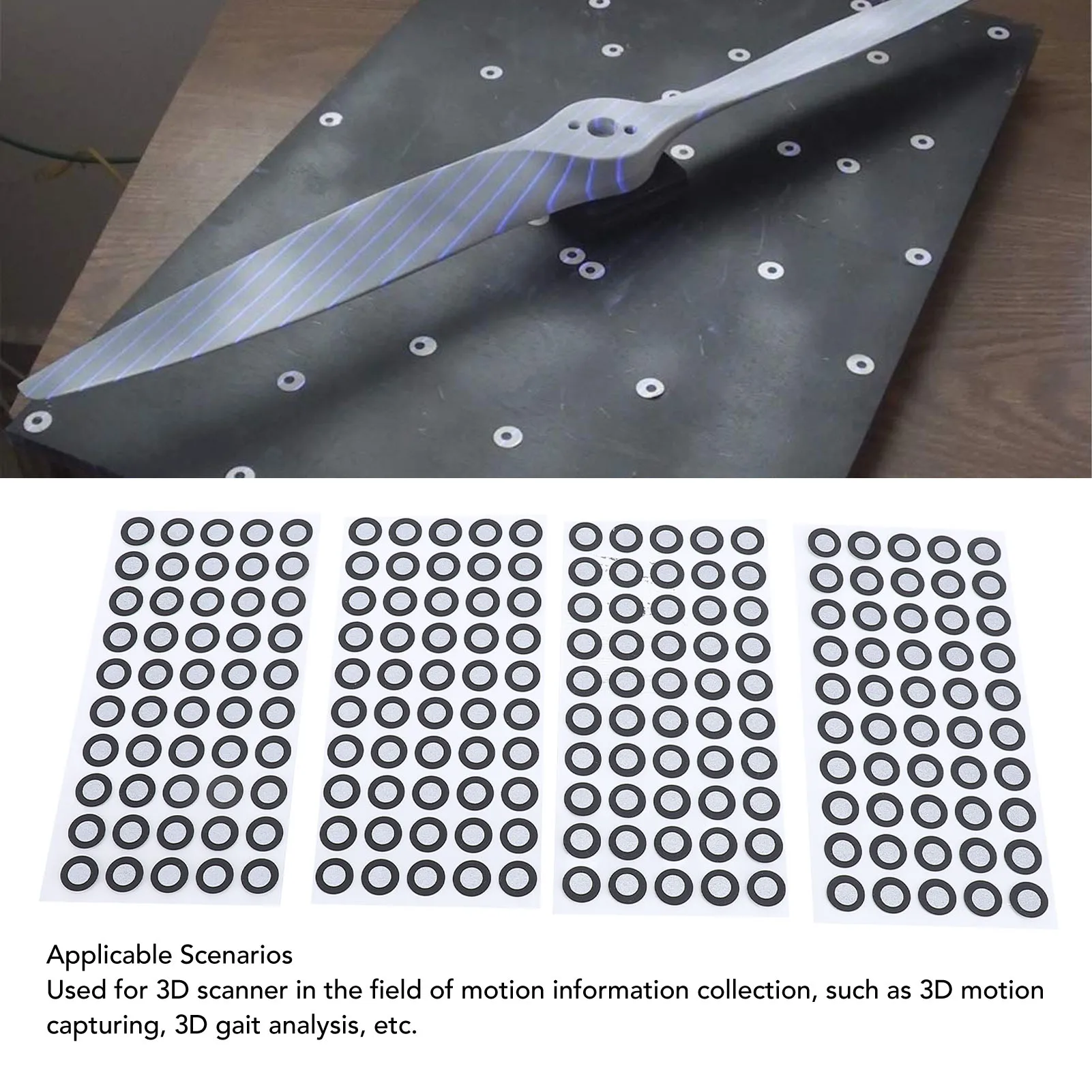 3D Scanning Marker High Reflection Brightness 3D Tracking Dot Tear Resistant 6mm ID 10mm OD for Reverse Engineering Detection