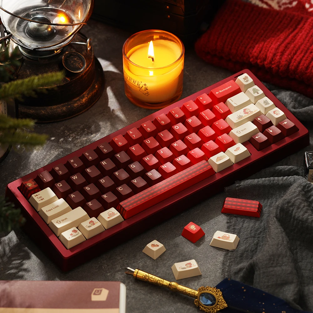 FBB PBT Keycap مجموعة غطاء ركوب أحمر صغير للوحة المفاتيح الميكانيكية Keycap 60%، 75%، 80%، 96%، 100% هدية ذاتية الصنع للأصدقاء الفتيات