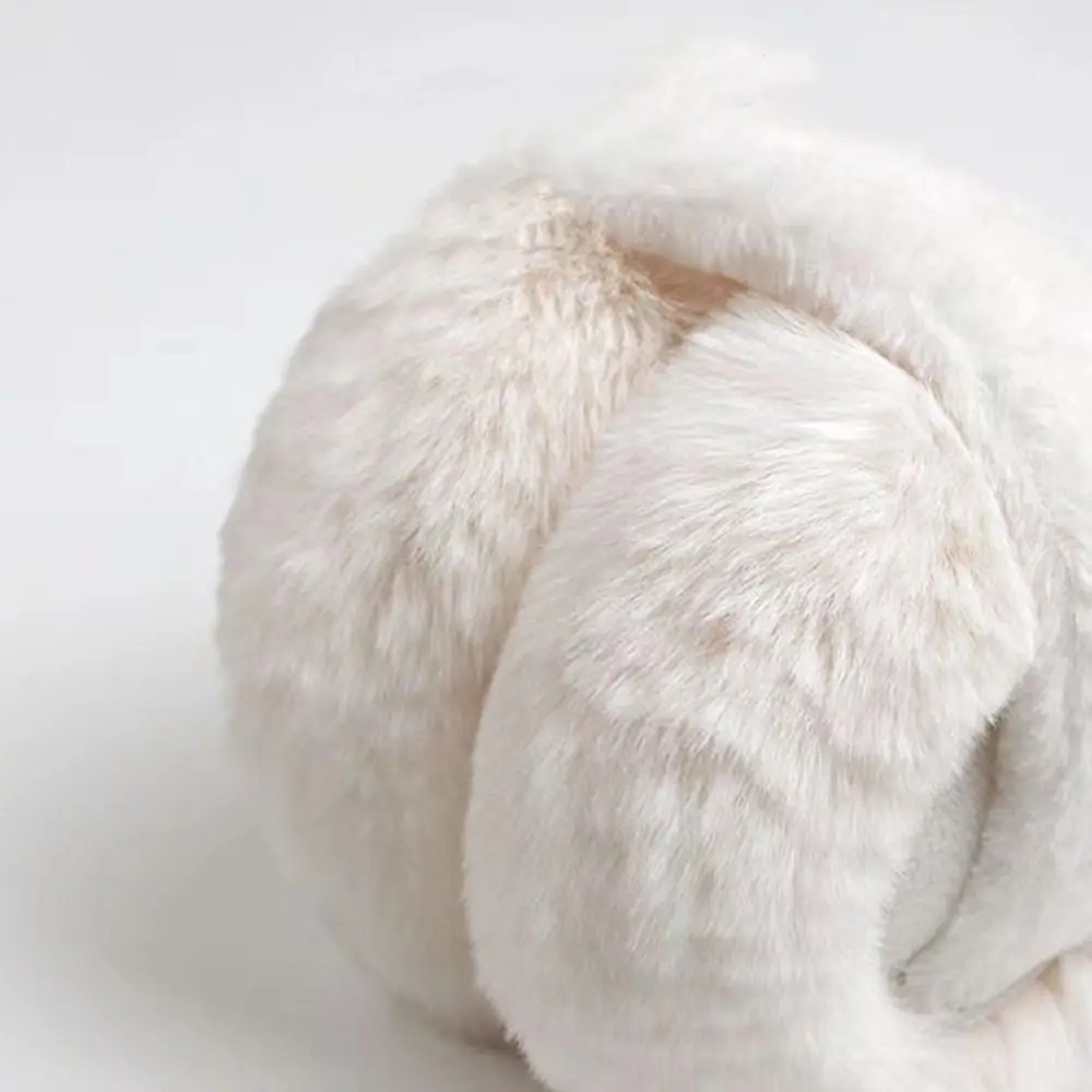 Orejeras de felpa de piel de imitación para niña, orejeras plegables de Color sólido para invierno, gruesas, a prueba de viento, plegables