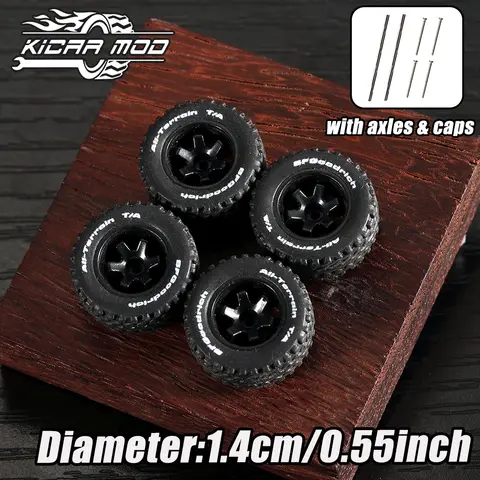 1/64 Off-Road Model Car Wheels with Rivets - 14mm Tyres for Diecast Model Cars, Pickup Trucks, 1:64 Scale - 1 Set (4pcs)