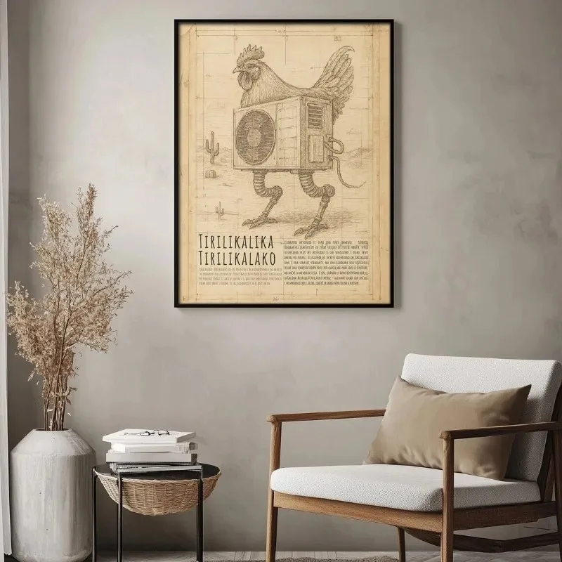 Tiktok Funny Brain Rot Meme Poster Italian Brainrot Social Media Viral Canvas Painting Abstract Wall Art Living Room Home Decor