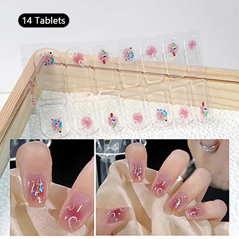 14 strisce di adesivi per unghie in gel, copertura completa, patch per unghie, adesivi floreali per unghie, strisce di smalto per unghie, creazione di nail art fai da te