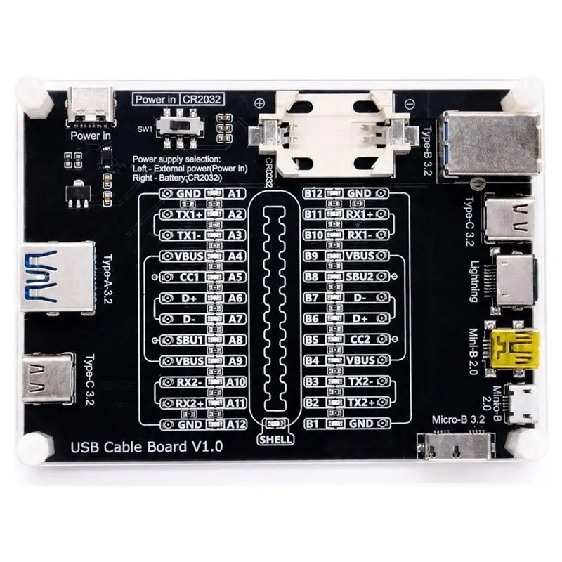 TYPE-A Type B Micro-USB For Charging Cable Tester Board Data Cable Test Checker With LED Indicator TYPE-C Adapter