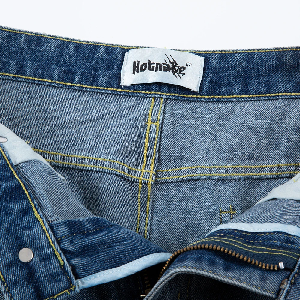 ملابس للرجال ملابس الشارع الشهير ثنيات جينز هيب هوب ريترو المتعثرة نمط الشارع عادية ممزق السراويل الفضفاضة روك إحياء الجينز