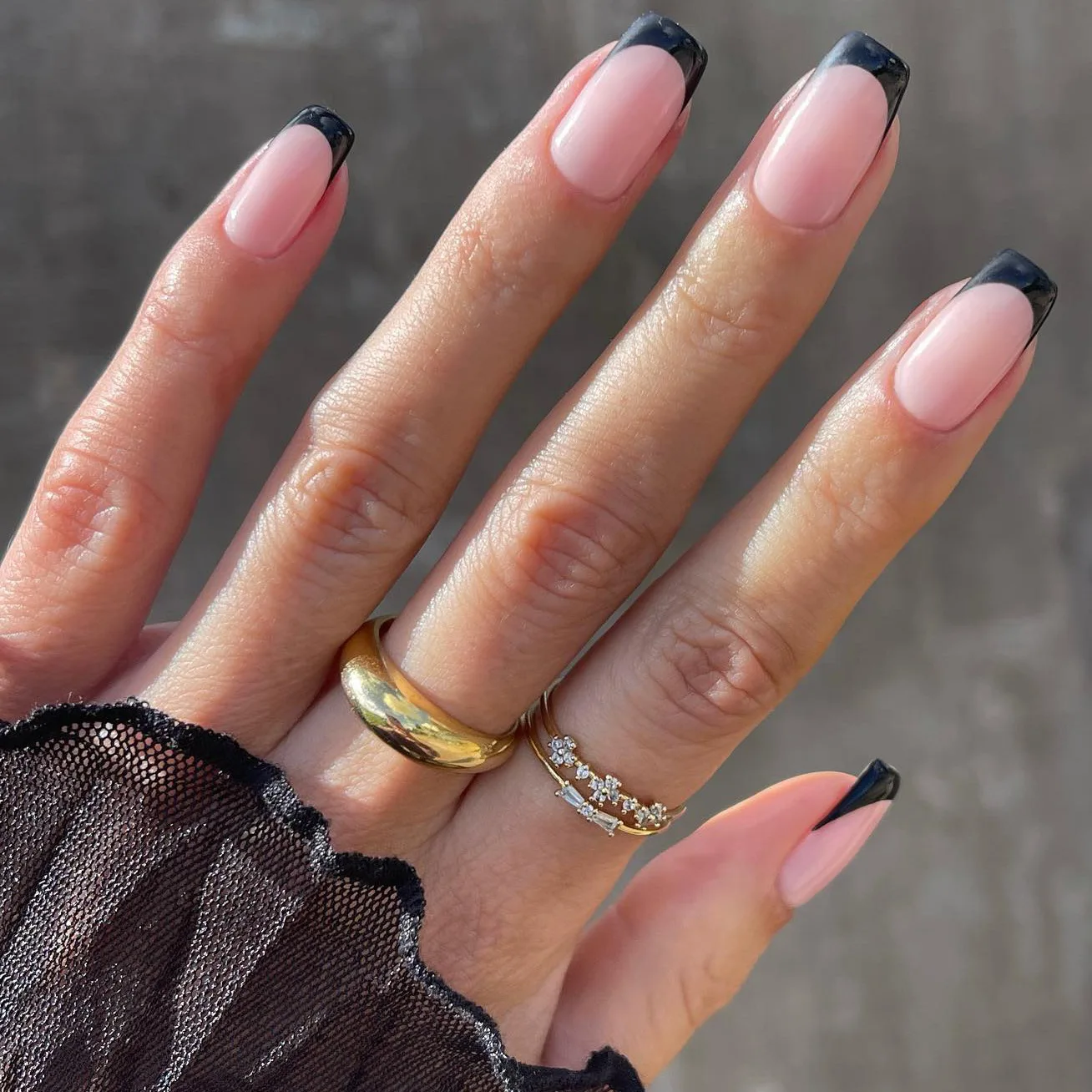 Faux ongles courts brillants noirs français, ensemble de 24 pièces, en forme de cœur d'amour, à presser, N64, livraison gratuite