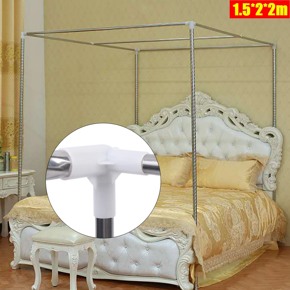 Canopy Bed Frame Post Stainless 4 Corner Mosquito Netting Frame Bracket Support 4 Corner Stainless Bedding Canopy Frame Post