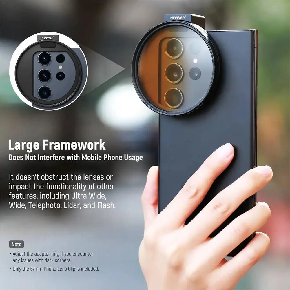 

67mm Phone Filter Mount Threaded Lens Filter Clip With Cold Shoe Mount Magnetic Attractable Lens Filter For IPhone