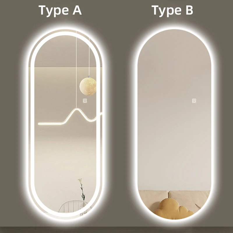 Nordic Oval LED Smart Bathroom Mirror Wall Mounted Defogger Touch Control Vanity Mirror