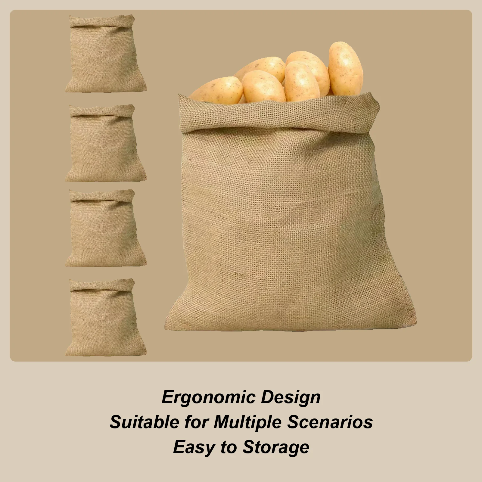 

Мешковина для хранения картофеля, 5 шт./компл., мешки для картофеля, сумка для хранения овощей, дышащие джутовые мешки для хранения фасоли, фруктов, песка, рынка