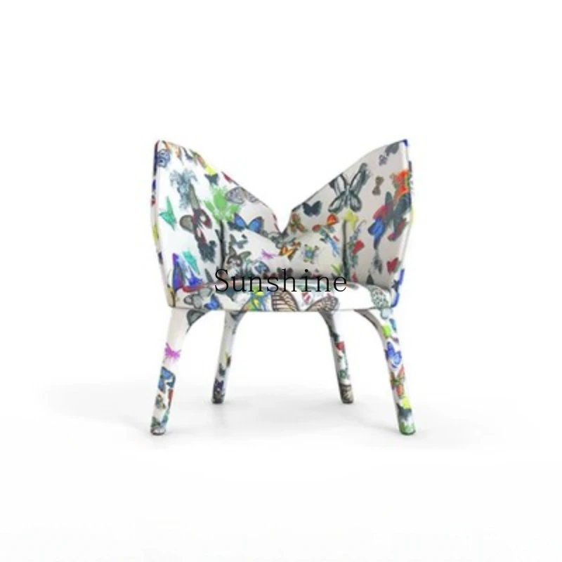 

Single casual armchair butterfly 3D printed cloth hotel home special-shaped chair