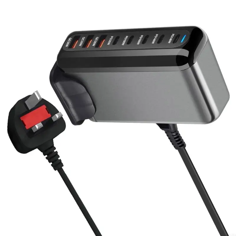 62KA 600W 8 Port Gans arggers Station Fast Station 5 USB C 3 USB A PD ACHRGERS ADAPTER