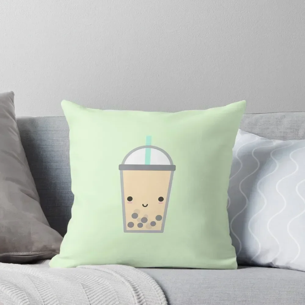 

Cute Bubble Tea (Boba) Throw Pillow pillows decor home bed pillows Couch Pillows pillow