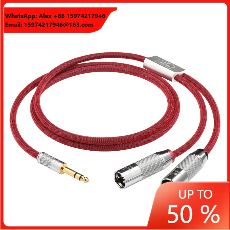 For ATAUDIO OEM/OEM Dual XLR Jack Audio Video Cable 6.5 Mm TRS Male Pure Silver Gold Plated Pure Copper Plug For Microphone