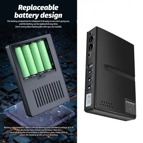 Avbrottsfri strömförsörjning 15V 24V POE 5V 9V 12V USB 18W utgång DC UPS Batteribackup för kamerarouter optiskt modem 10 best sales USB-UPS - №2