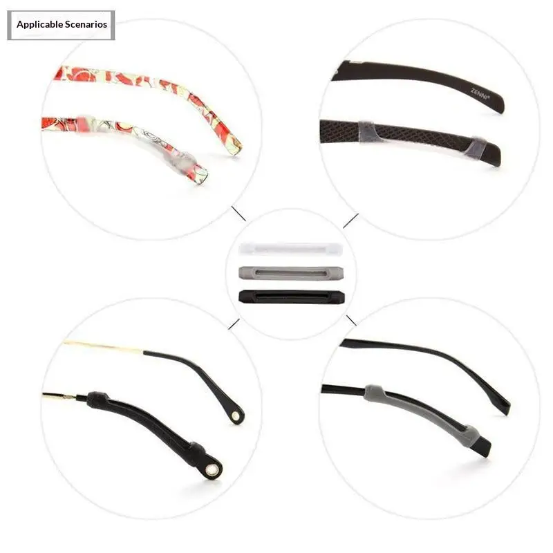 5Pairs Silicone Glasses Anti-slip Sleeves Temple Tip Holder Eyeglasses Grip Anti Slip Ear Hook