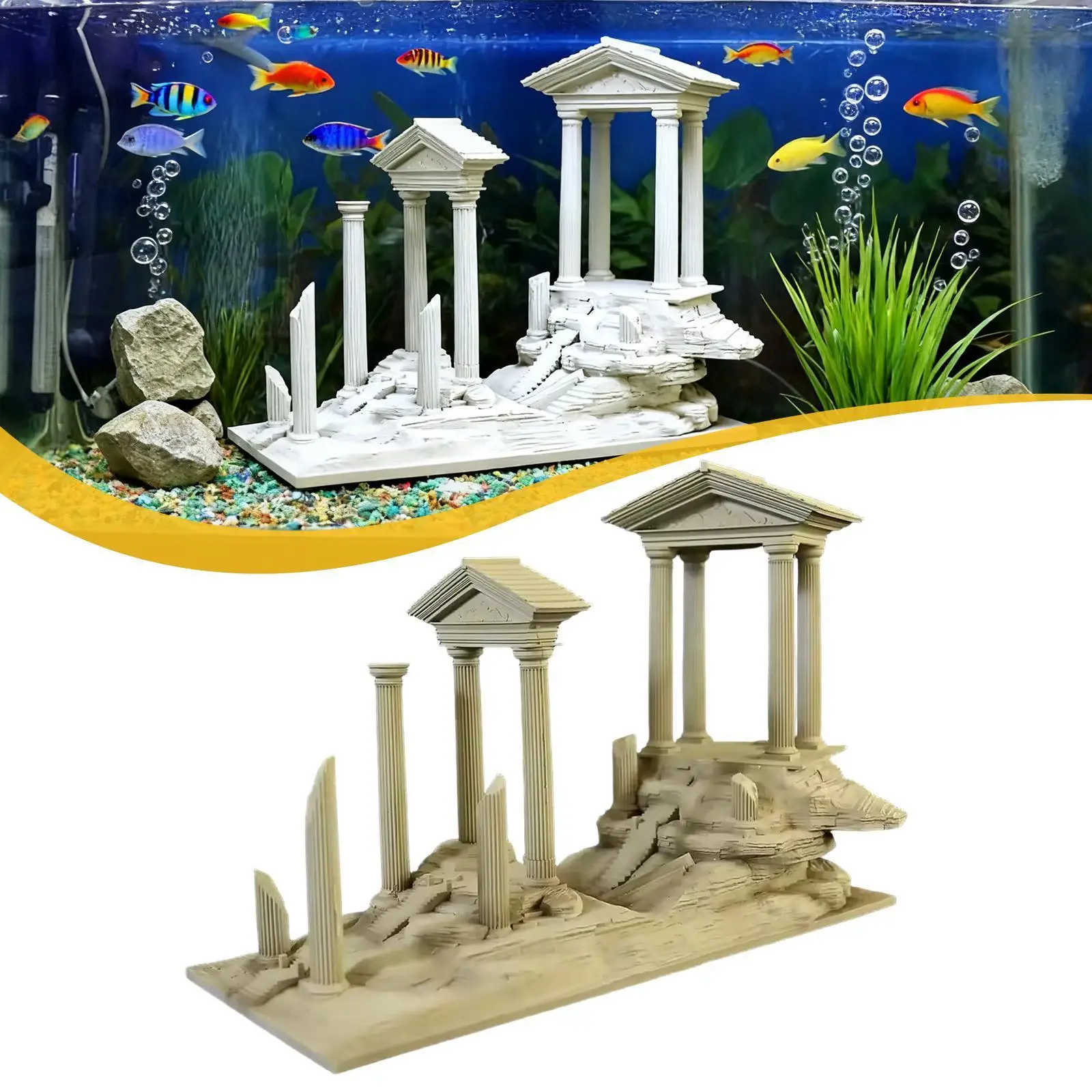 

Fish Tank Mini Roman Column Sculpture Resin Accessory for Aquarium Decor Ancient Pillar Hideout