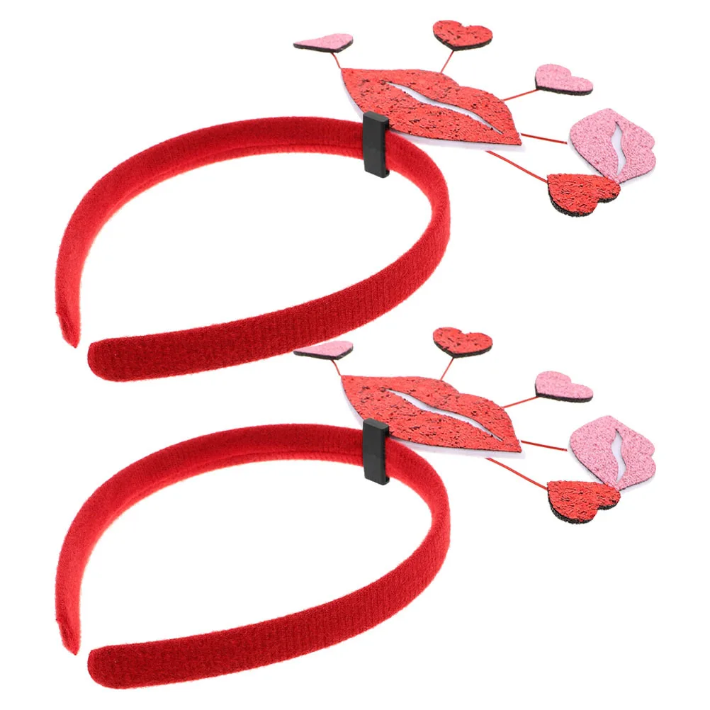 

2pcs Shaped Glitter Hair Headbands Valentine'S Day Party Accessories Dress Up Hairbands For Photos Fashionable