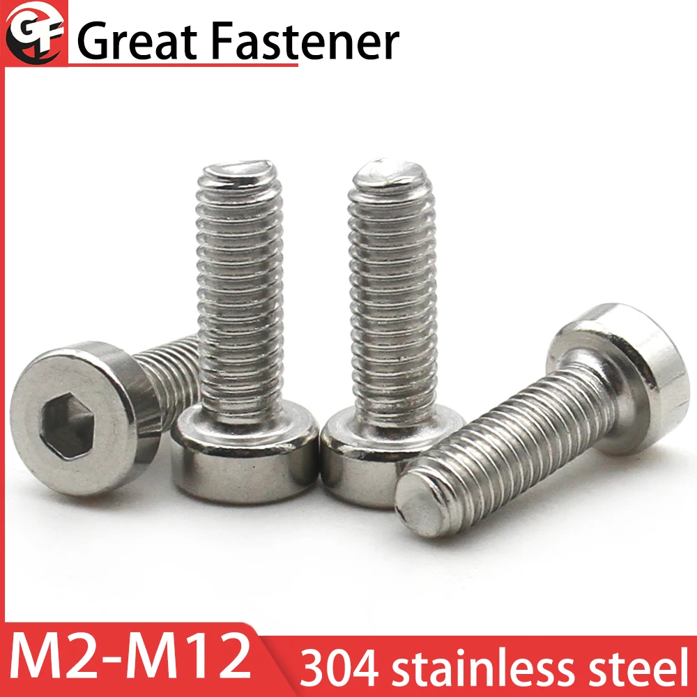 

M2 M2.5 M3 M4 M5 M6 M8 M10 M12 304 Stainless Steel Low Head Hex Socket Screws Extra Long Thin Head Bolts Short Cap Head Fastener