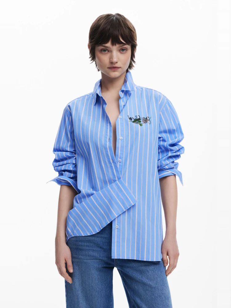 

Manna Pure Long Sve Striped irt Square Collar Loose Fit Cotton Commute Sle Breathable Spring Women's Faion