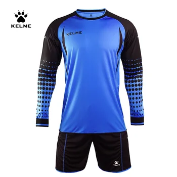 KELME Goalkeeper Jersey Soccer Custom Goaile Jerseys Mens Long Sleeve Football Uniform Shorts Sponge Protector 9161ZB1002