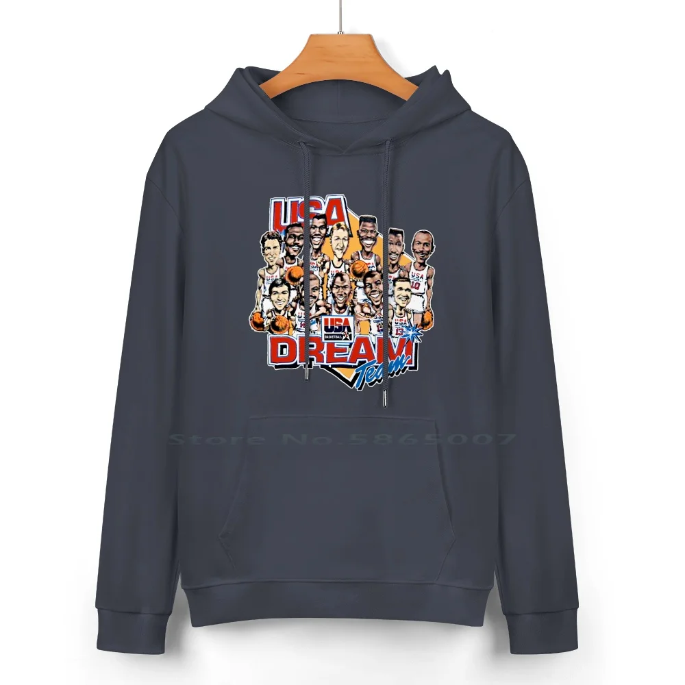 Usa Dream Team Retro Pure Cotton Hoodie Sweater 24 Colors Usa Dream Team Retro Basket 100% Cotton Hooded Sweatshirt For Women