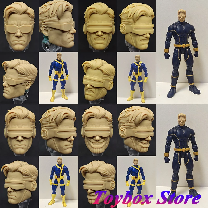 

1/12 White Model Customization Laser Eyes Super Hero Unpainted Head Sculpt Model Toys Accessory For 6" Ml Mafex Mezco Body