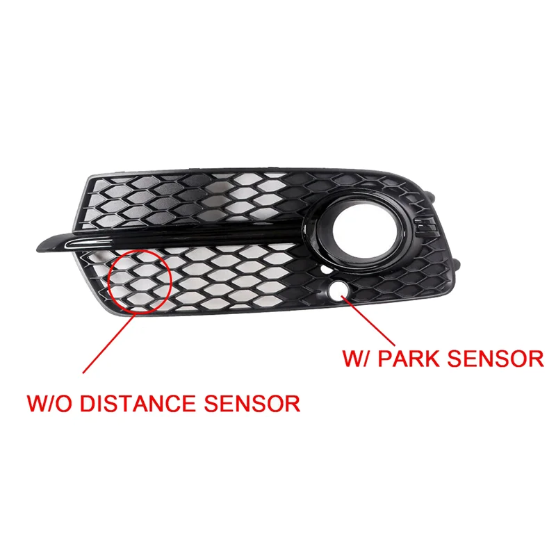 1Pair Front Bumper Fog Lamp Grille Cover for Audi Q5 Sport 2013-2017 Lower Grille Foglight Bezel Honeycomb Decoration