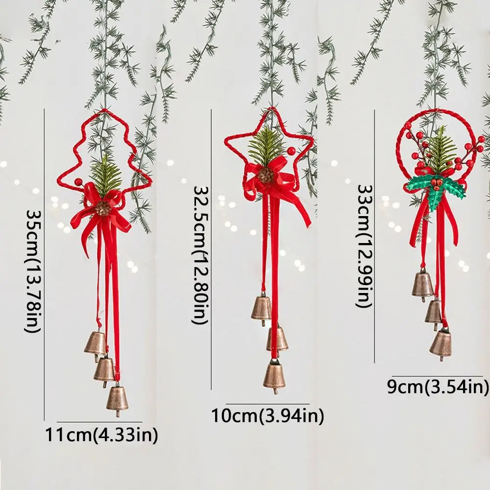 أجراس عيد الميلاد الحديدية الرجعية الأحمر اليدوية الحرفية أجراس عيد الميلاد الرنين مع التوت شجرة عيد الميلاد أجراس معلقة جو احتفالي #6