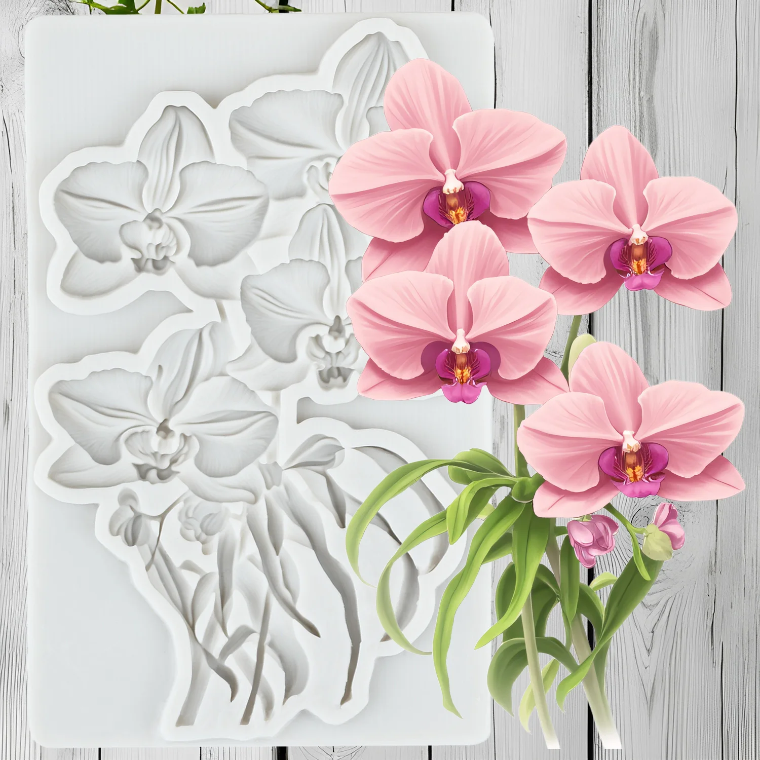 Orchid Flower Silicone Molds Flower Fondant Cake Decorating Tools Cupcake Topper Candy Craft Gum Paste Polymer Clay