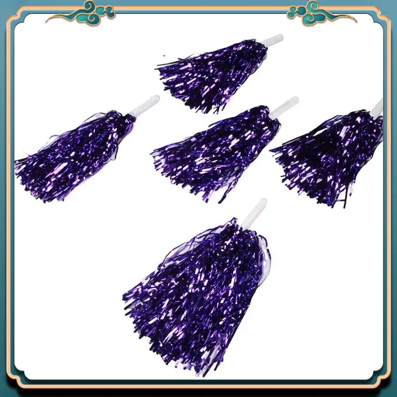 

Latest 72Pcs Cheerleading Pom Poms Metallic Foil Cheer Pom Poms With Plastic Handle For Adults Kids Cheerleaders Party Purple