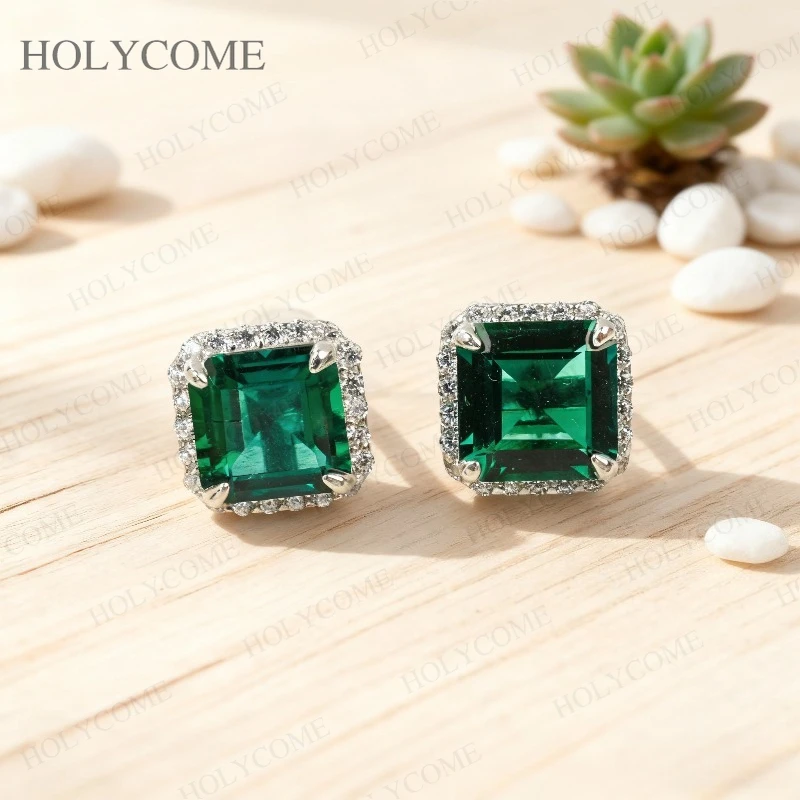 

Серьги на заказ, элегантные серьги-гвоздики с рубином и сапфиром Columbia Asscher, изумрудные серьги-гвоздики, ювелирные украшения для свадьбы, рождественского подарка