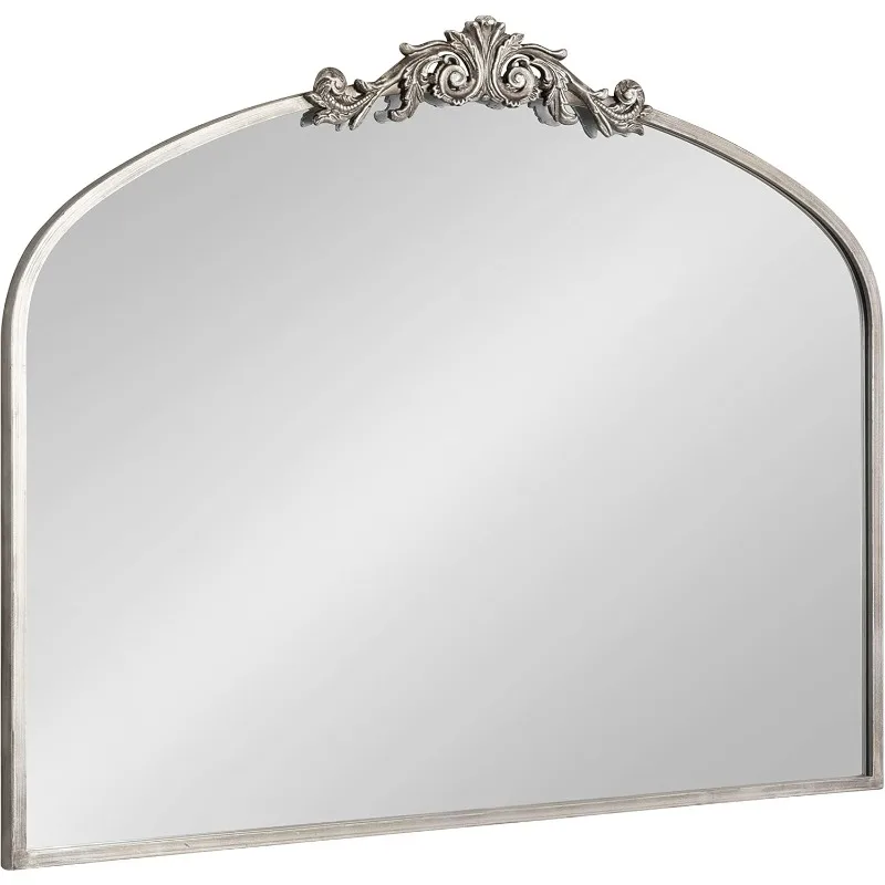 Arendahl Traditional Arch Mirror with Ornate Crown, 36x29, Silver