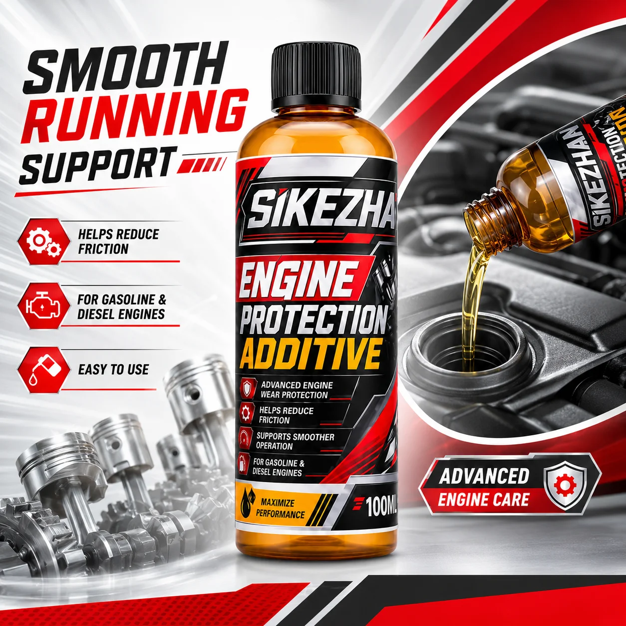 Engine Care Additive 100ml Wear Protection Friction Reducer for Diesel Vehicles Smooth Operation Maintenance