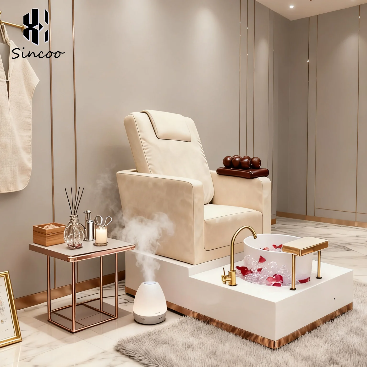 Luxury and Cheap Integrated Base with Colorful Lights Foot Massage Pedicure Chair with Customizable Colors