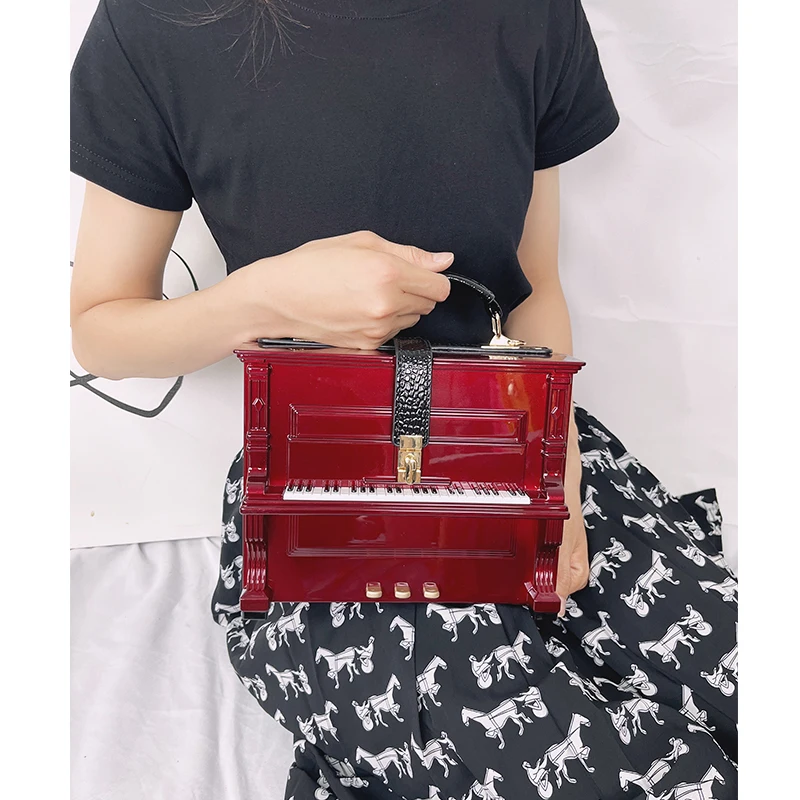 Piano Acrylic Box Shaped Women Purses and Handbags Designer Shoulder Bags Ladies Party ClutchBag Fashion Small Top Handle Purse