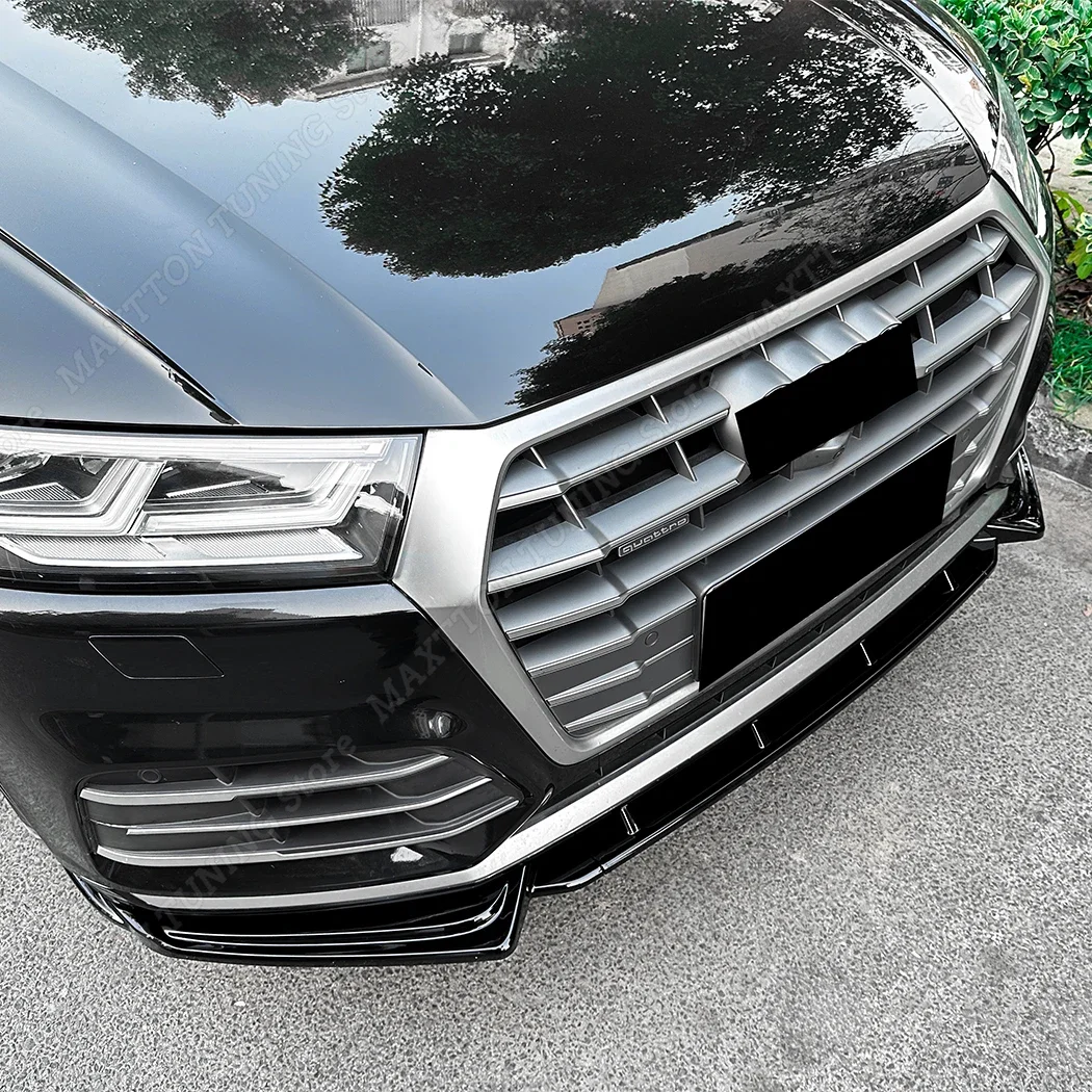3PCS Front Bumper Diffuser Lip Spoiler For AUDI Q5 SQ5 FY Sline 2018 2019 2020 Front Splitter Car Accessories Gloss Black ABS