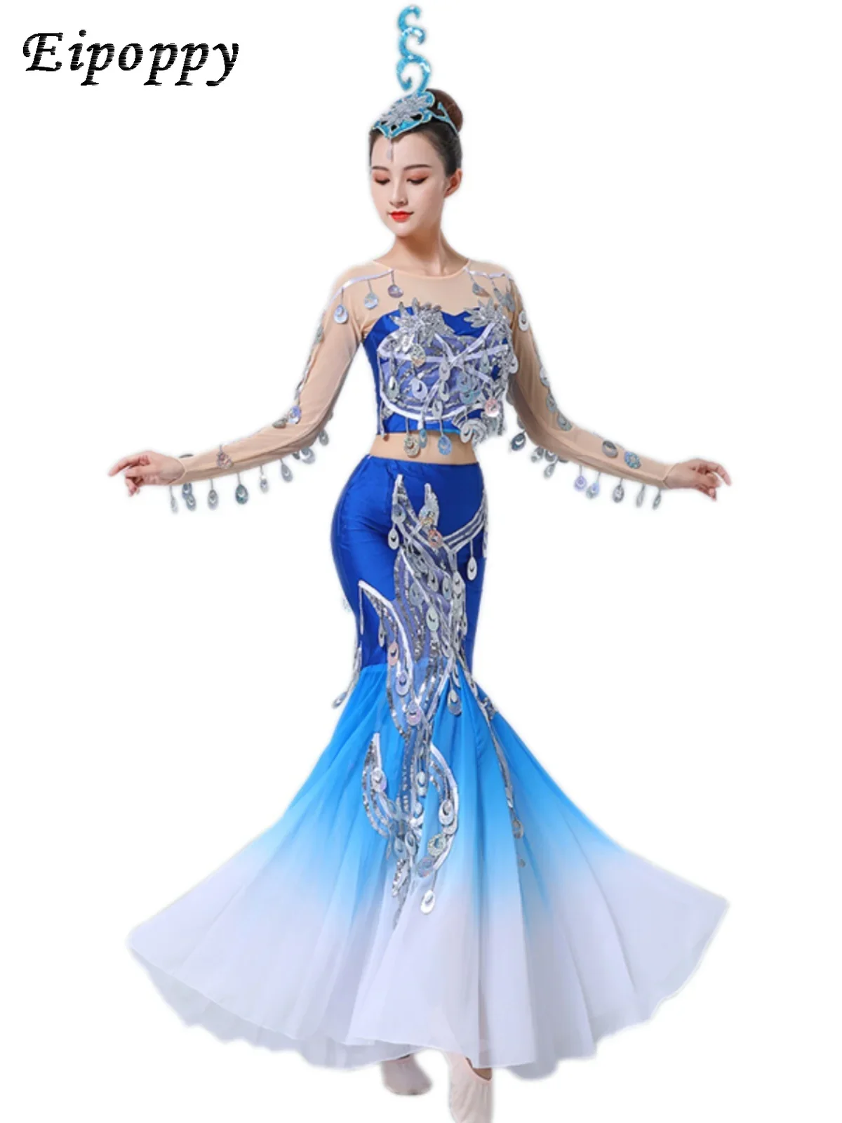 Dai Dance Kostuum Performance Kostuum Volwassen Performance Wear Lovertjes Fishtail Rok