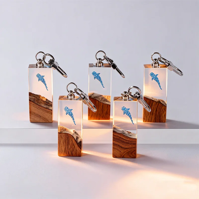

NEW Blue Whale Keychain Resin Craft Marine Animal Rectangular Backpack Pendant Special Gift Wholesale Available