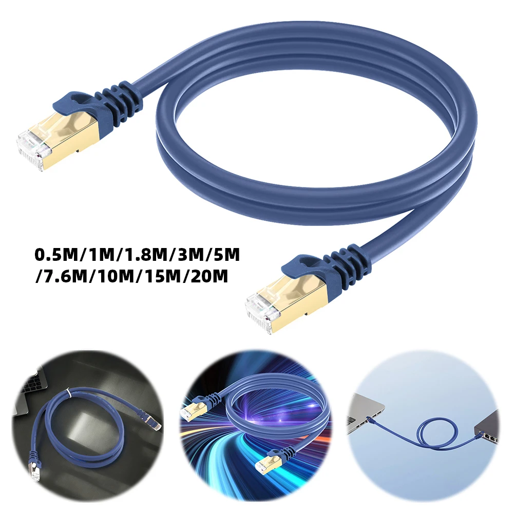 Cat 8 Ethernet Cable 40Gbps High Speed Round RJ45 Cat 8 Cable 2000Mhz Weatherproof Cat8 LAN Network Cable for PS5/Xbox Laptops