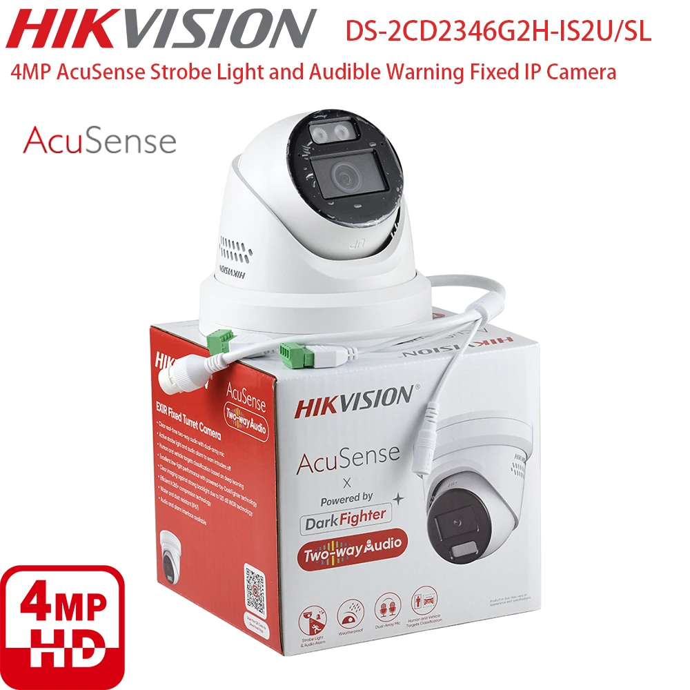 Hikvision DS-2CD2346G2H-IS2U/SL 4MP AcuSense Active Strobe Light Audio Alarm 2-way Audio Network Camera