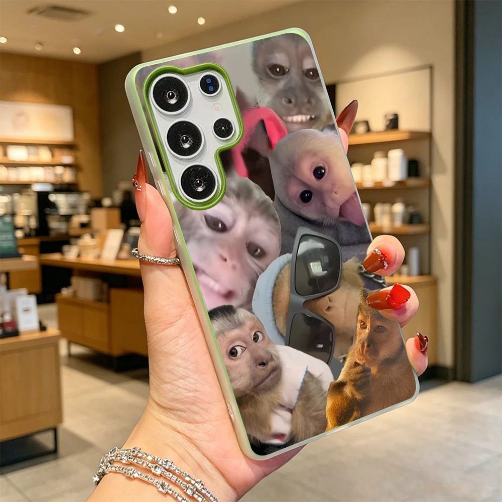 Funny Monkey Collage Candy Jelly Dual Layer Shock Cover Anti Drop Phone Case For Samsung S26 S25 S24 S23 Ultra Plus FE