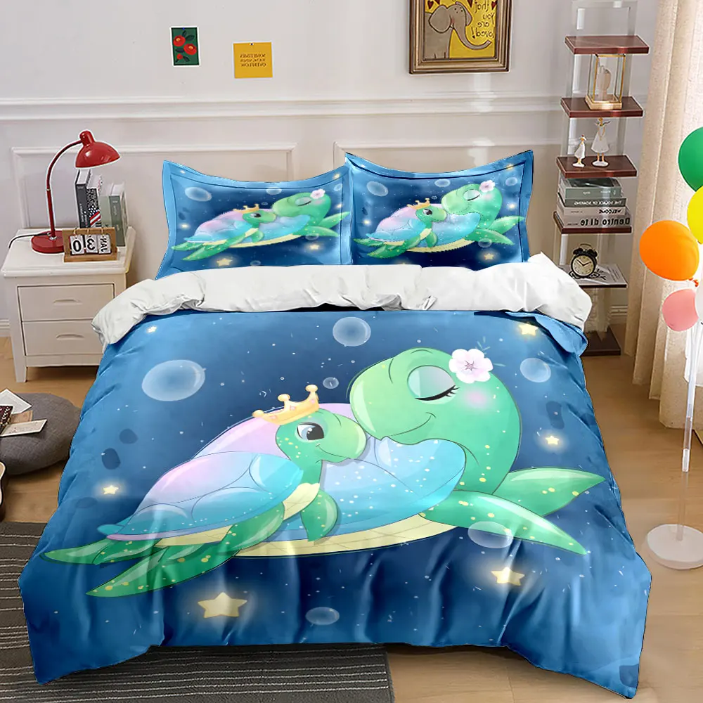 

Sea Turtle Family Night Theme Exquisite three-piece bedding set gift for kids and adults