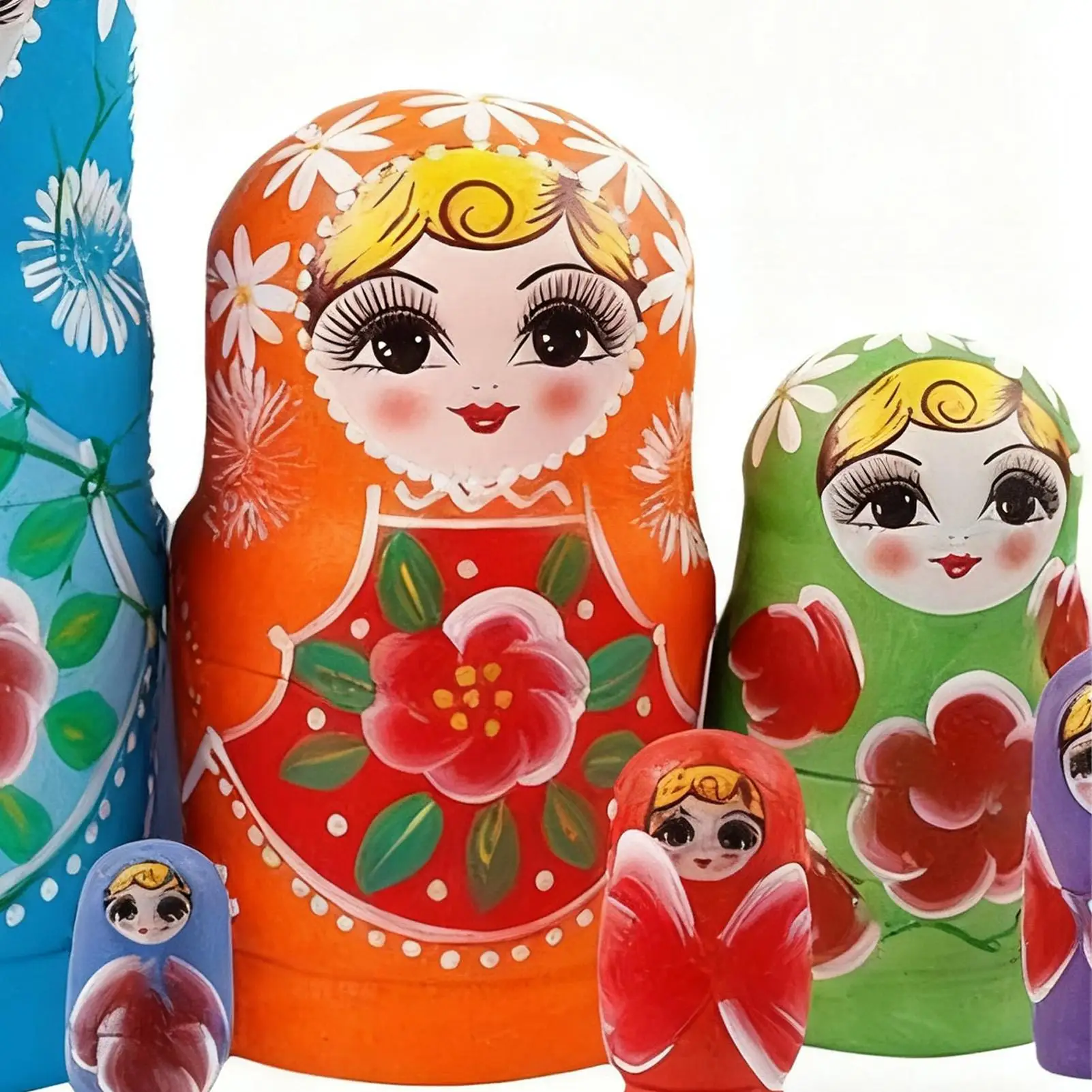 Bonecas de madeira de 10 peças dos desenhos animados feitos à mão de madeira educacional russo bonecas de empilhamento brinquedos para aprendizagem educação