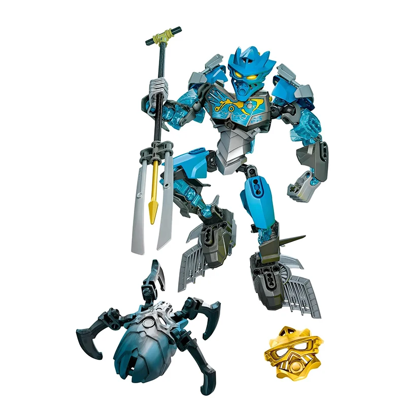 Gouden Masker Bionicle Ice Master Bouwstenen Beschermer Kopaka Anime Actionfiguren Soldaat Robot Steentjes Speelgoed voor Jongens Cadeaus